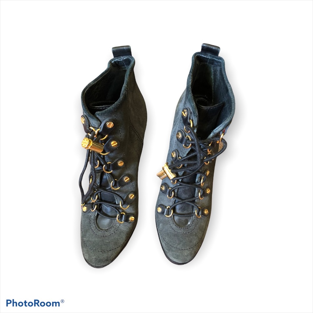 Tori Burch  Blue suede booties